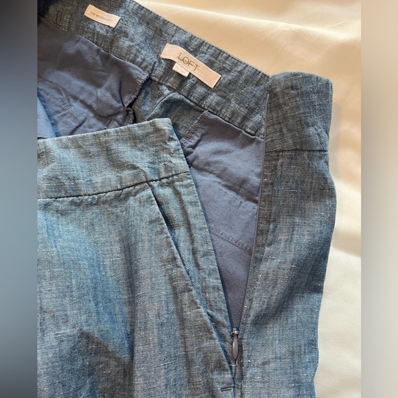 Loft Blue Scalloped Edge Linen/Cotton Shorts - Picture 10 of 12